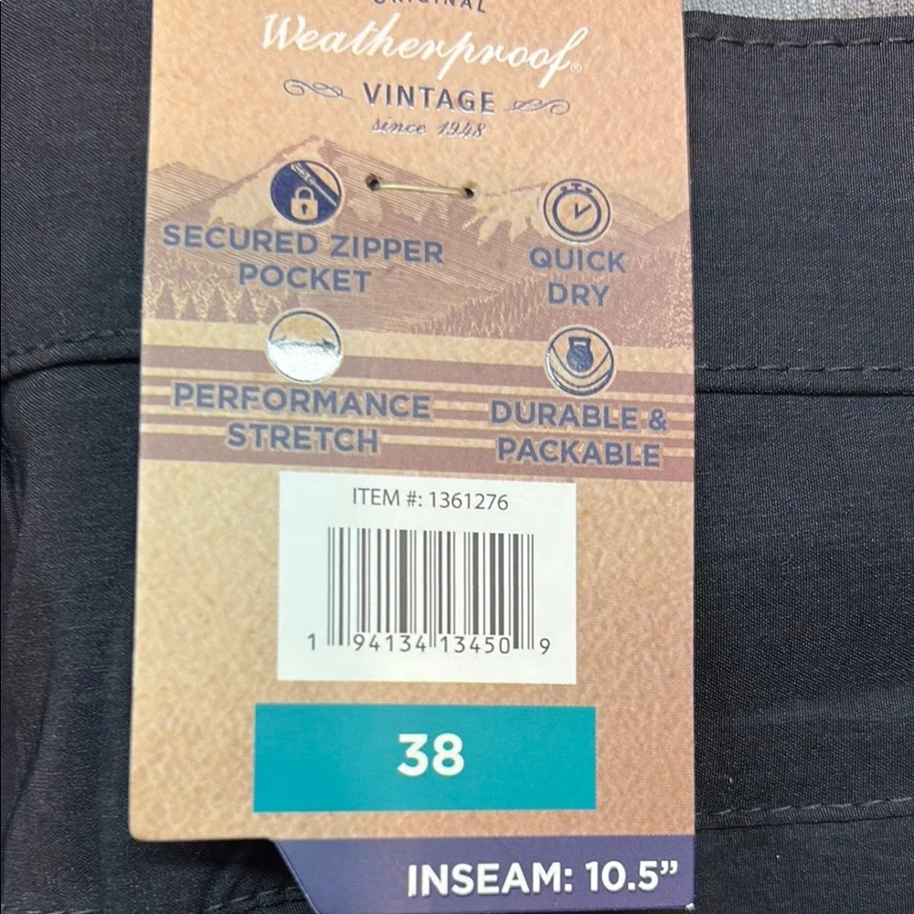 NWT Weatherproof Black Packable Hybrid Trail Shorts Quick Dry Stretch 10.5